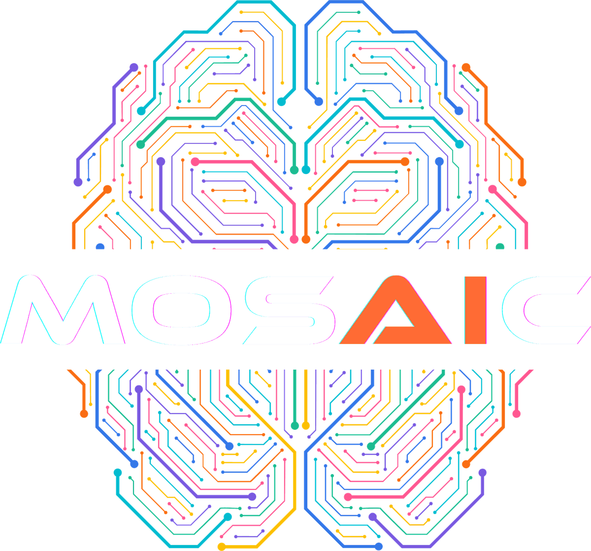 Mosaic Biodata — colorful brain mark + wordmark